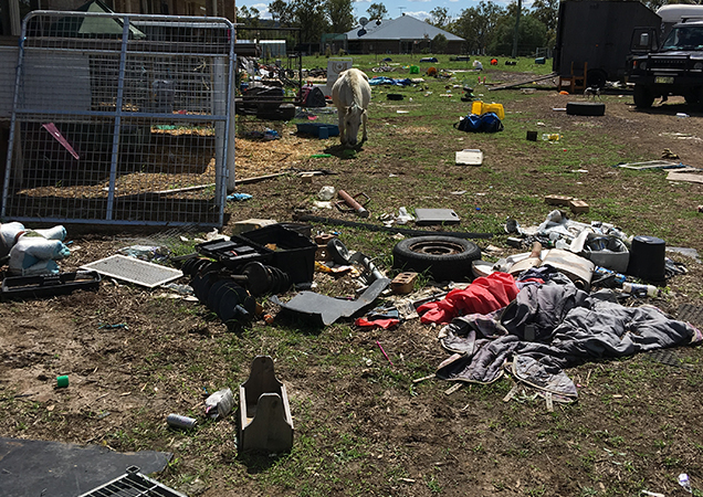 debris across the field